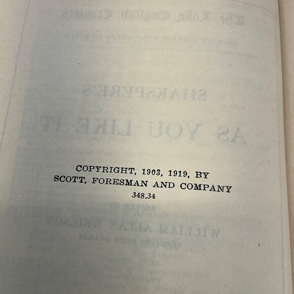 Shakespeares As You Like It Hardcover Book 1919 - Picture 6 of 6